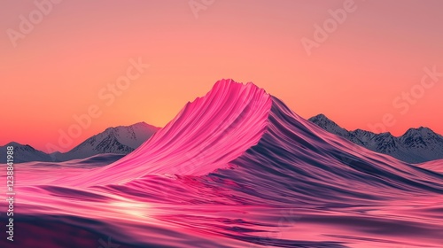 Capturing the Beauty of Vibrant Wave Forms Against a Serene Sunset Horizon