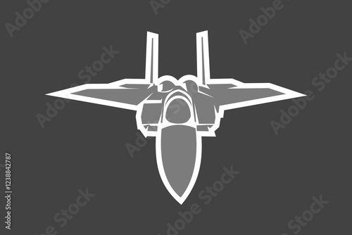 American cold war fighter plane vector illustration. simple aircraft logo, military equipment.