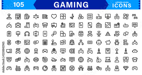 Game & Esports Icon Pack. Modern Vector Illustrations for Gaming Consoles, Controllers, Tournaments, and Digital Entertainment Design