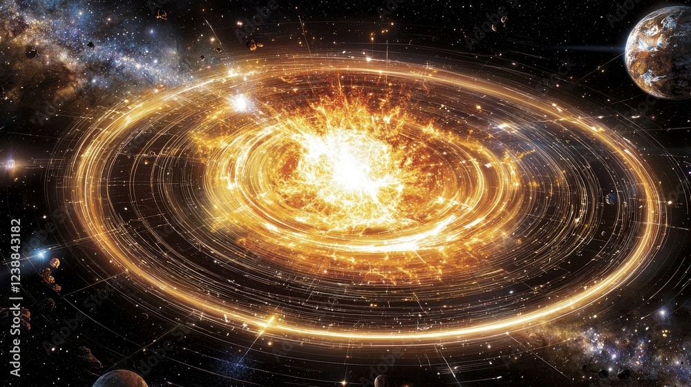 Obraz premium Connected Threads Showcasing the Intersection of Cosmic Energy and Motion