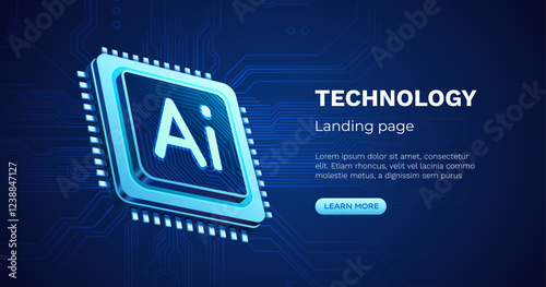Ai chip, innovation tech, ai art technology. Vector illustration