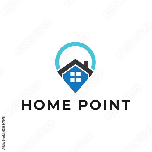 House point logo design vector template. Pin icon with home combination. .