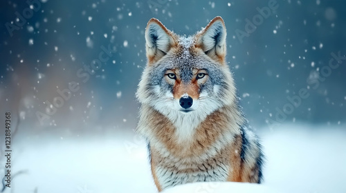 Wallpaper Mural Coyote in snowy forest winter wildlife scene, nature background; perfect for calendars, websites Torontodigital.ca