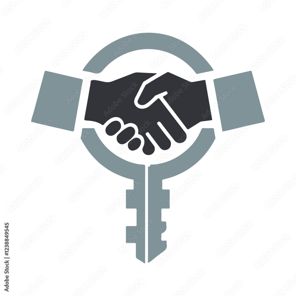 Hand shake with key logo