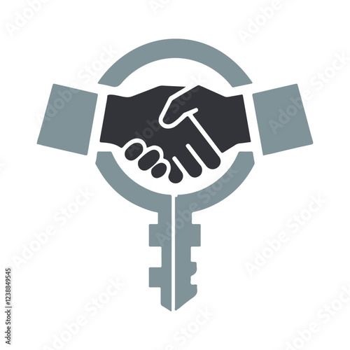 Hand shake with key logo