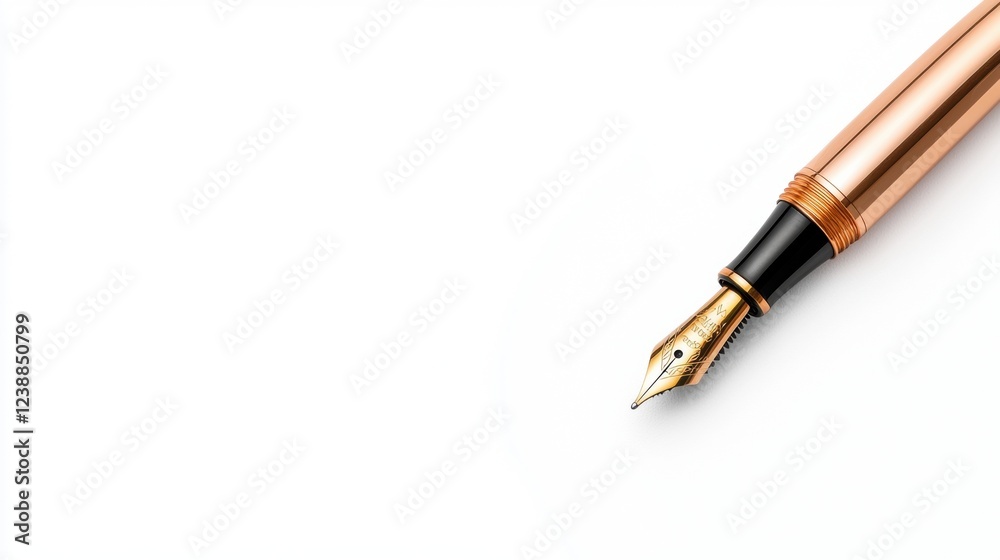 Fountain pen on a clean white background, emphasizing elegance and writing craftsmanship. Fountain pen on a clean white background, emphasizing elegance and writing craftsmanship.