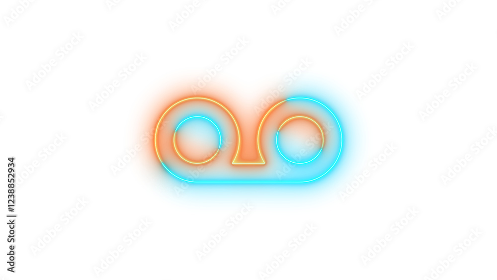 Fototapeta premium Neon voicemail icon brown cyan color glowing with transparent background