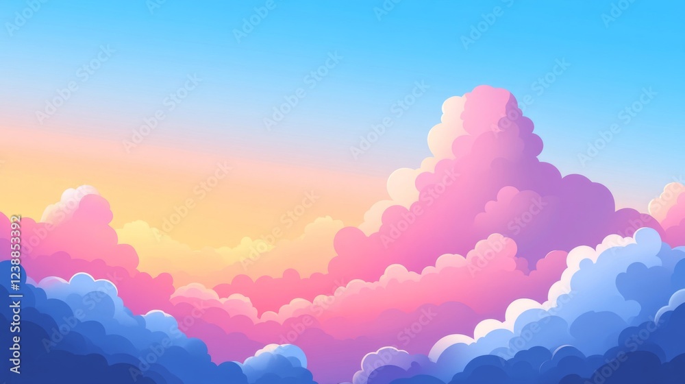Fototapeta premium Pastel Pink Blue Cloudscape Sunset Sky