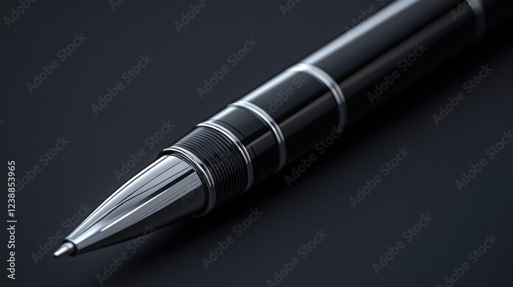 Close-up of elegant black and silver pen. Close-up of elegant black and silver pen.