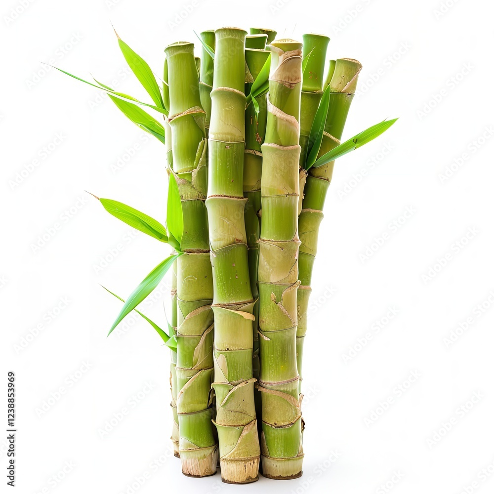 Fototapeta premium Bamboo branches isolated on a colorful background with a notion of food and vegetables, Generative AI.