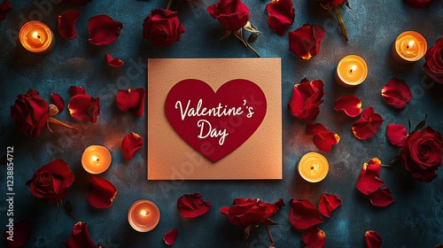 Glowing Red Glass Heart on Fiery Liquid Surface Abstract Romantic Art Luxury Valentine Surreal Love Themed Backgrounds Elegant Romantic Dinner Table with Red and White Floral Arrangement Romantic