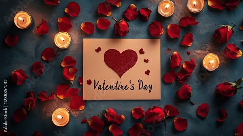 Glowing Red Glass Heart on Fiery Liquid Surface Abstract Romantic Art Luxury Valentine Surreal Love Themed Backgrounds Elegant Romantic Dinner Table with Red and White Floral Arrangement Romantic