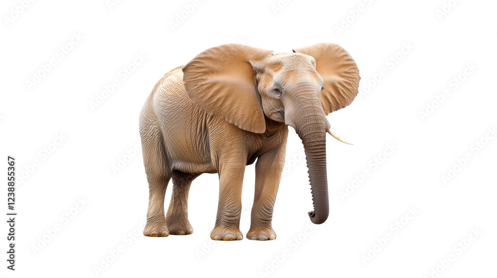 Obraz premium Majestic elephant standing gracefully with large ears and trunk, isolated on transparent background