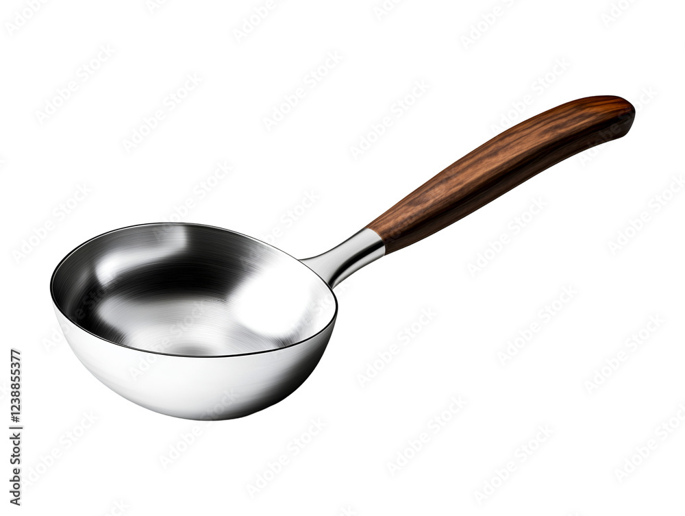 Stainless steel ladle with wooden handle isolated on transparent background, PNG, cut out Stainless steel ladle with wooden handle isolated on transparent background, PNG, cut out