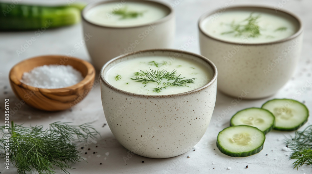 Cucumber Dill Soup in Fresh Style, in Pale Green Colors, Representing Healthy Dish
Cucumber Dill Soup in Fresh Style, in Pale Green Colors, Representing Healthy Dish