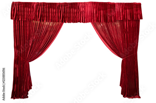 Obraz na płótnie Theater red curtain and neon lamp around border in isolate white background w salonie