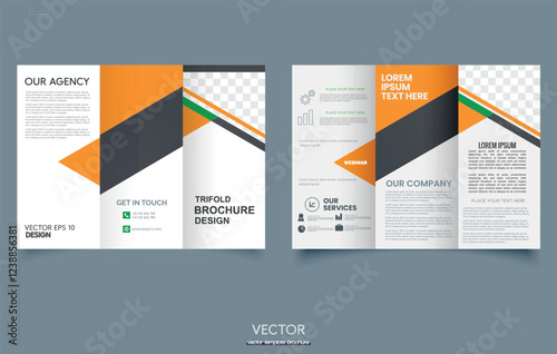 Business trifold leaflet brochure template design,Professional business three fold flyer template, Abstract trifold brochure template,Creative business square trifold brochure template design