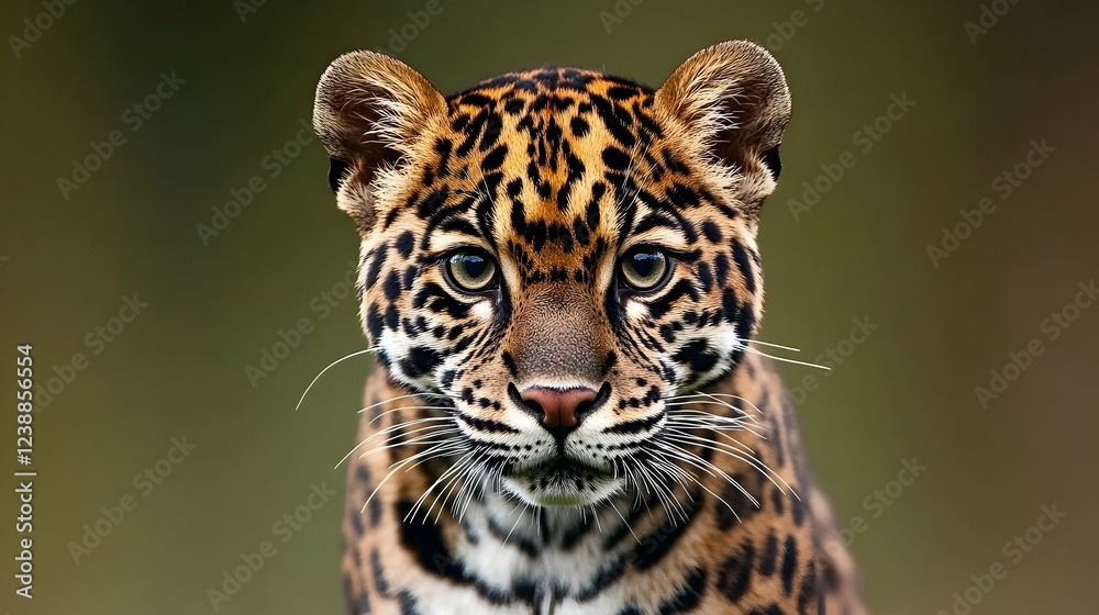 Obraz premium Jaguar portrait, jungle background, wildlife conservation