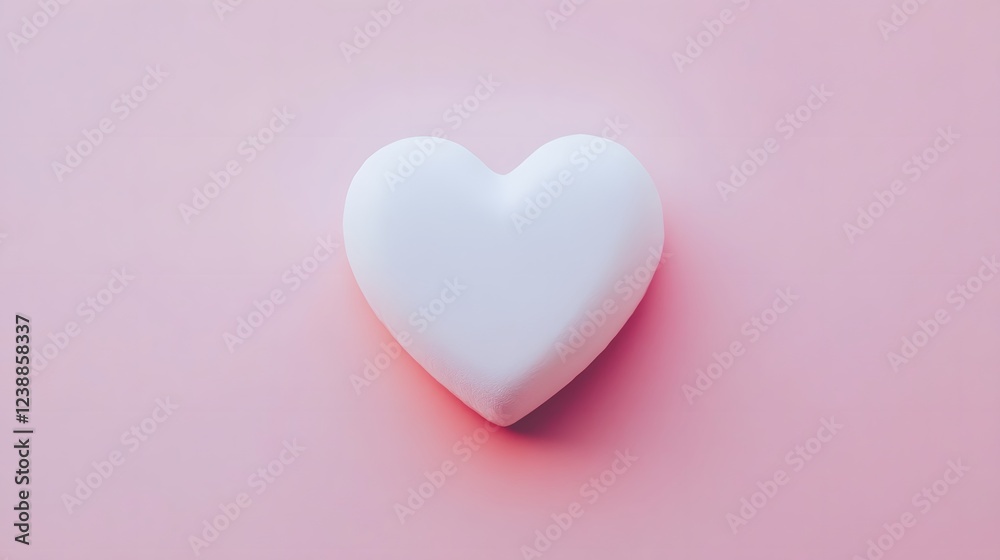 Fototapeta premium Soft White Heart Shape on Light Pink Background for Valentine’s Day