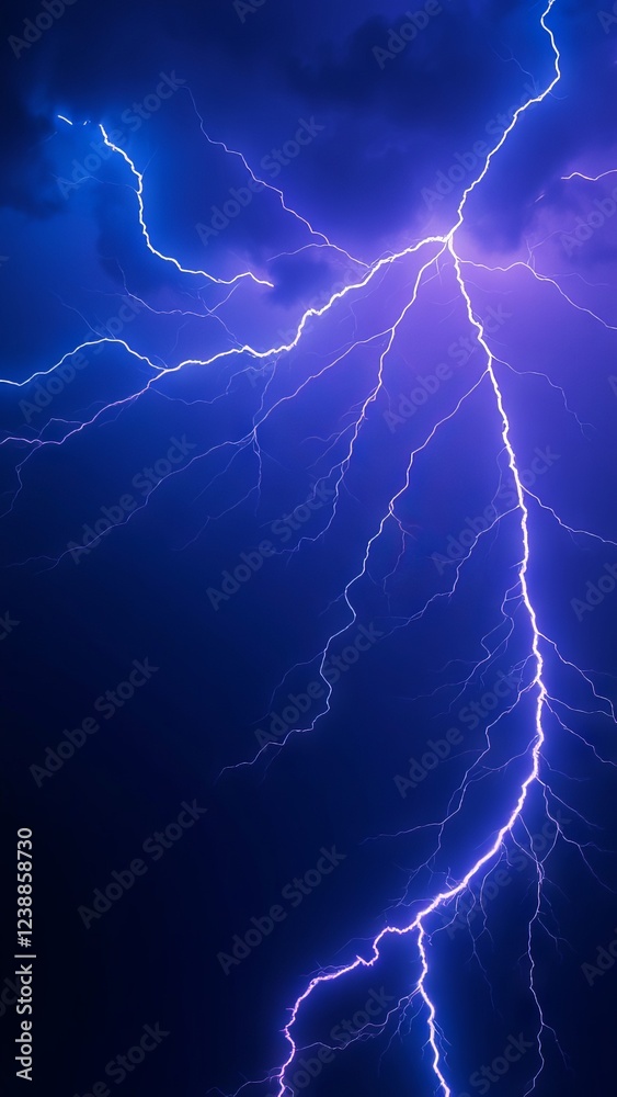 Fototapeta premium Dramatic Lightning Storm in the Night Sky