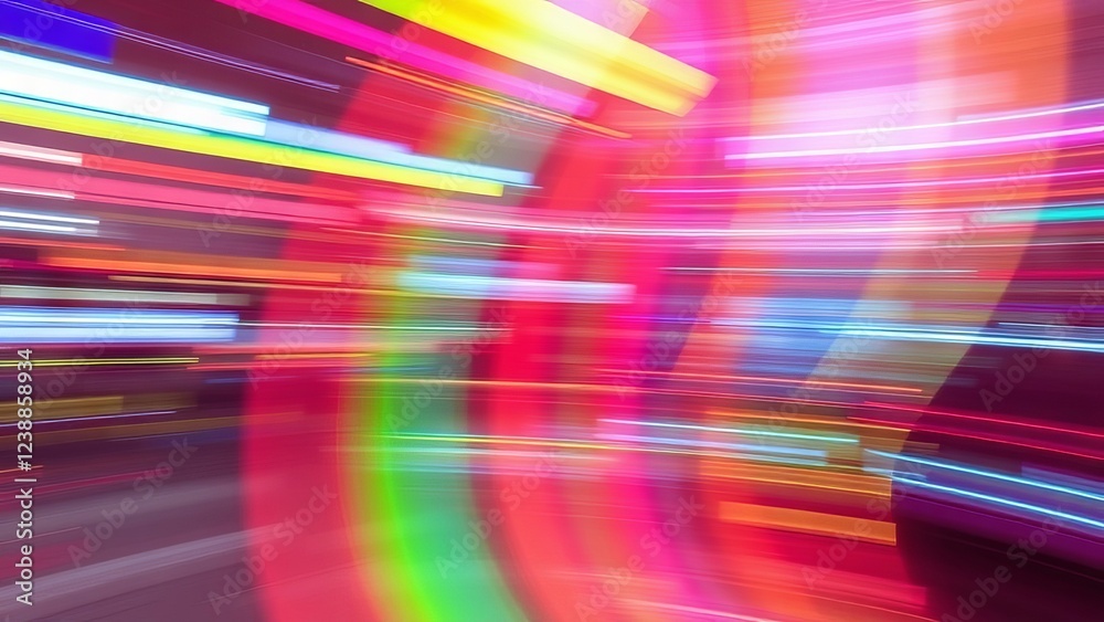 Abstract Colorful Neon Light Lines Design