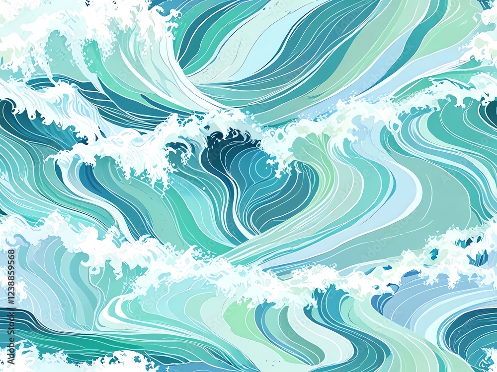 Ocean Waves Abstract Art: Teal, Turquoise, and White Swirling Sea Ocean Waves Abstract Art: Teal, Turquoise, and White Swirling Sea