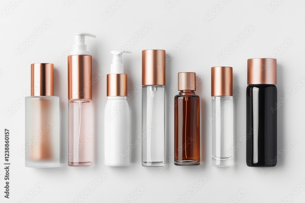 Isolated cosmetic packaging mockup set, highlighting clear and elegant design. Isolated cosmetic packaging mockup set, highlighting clear and elegant design.