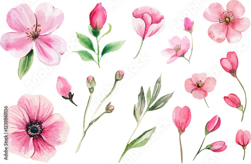 Wallpaper Mural seamless pattern with pink flowers Torontodigital.ca