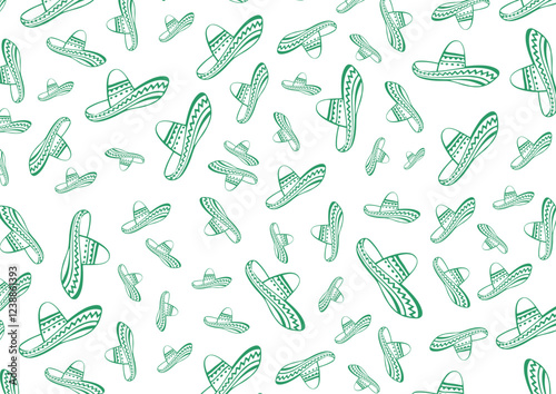 Mexican Hat Seamless Pattern Line Art Vector Illustration. Mexican Hat Background 16