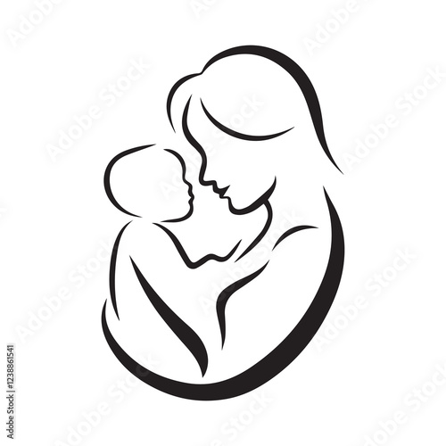 mother and baby child son logo vector silhouette icon sign symbol illustration