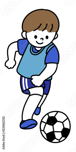 サッカーをする子どものベクターイラスト