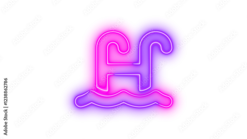 Neon water ladder icon pink purple color glowing with transparent background Neon water ladder icon pink purple color glowing with transparent background