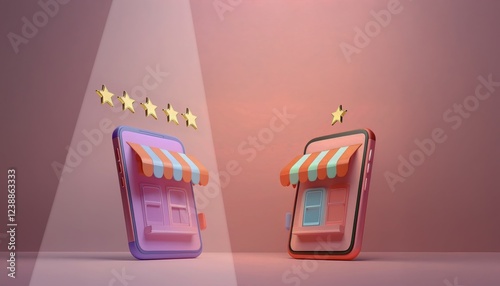 Comparison of two online stores with different ratings by customer reviews.