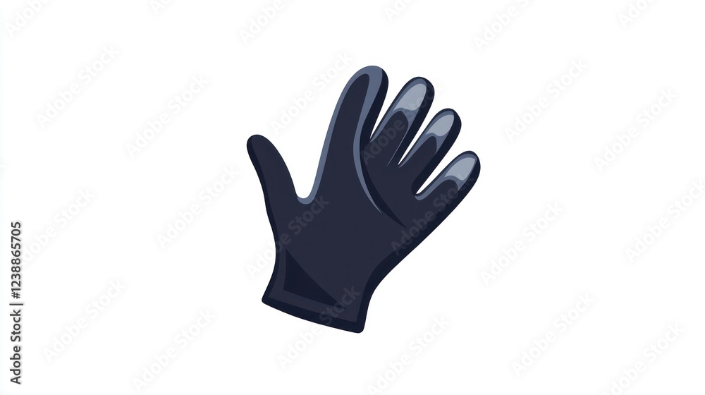 Black glove hand gesture, white background, safety Black glove hand gesture, white background, safety