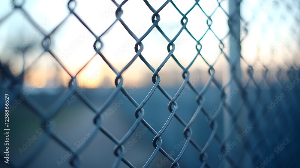 Fototapeta premium Blurred Secure Border Barrier Symbolizing Control Challenges