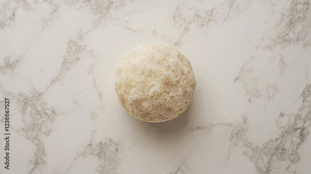 Raw dough ball placed on a marble countertop ready for baking homemade bread or pastry for culinary craft projects Raw dough ball placed on a marble countertop ready for baking homemade bread or pastry for culinary craft projects