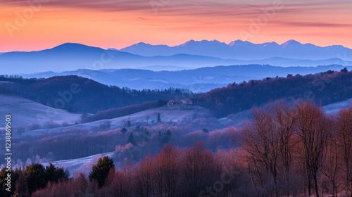 Wallpaper Mural Serene Sunrise Over Rolling Hills And Distant Mountains Torontodigital.ca