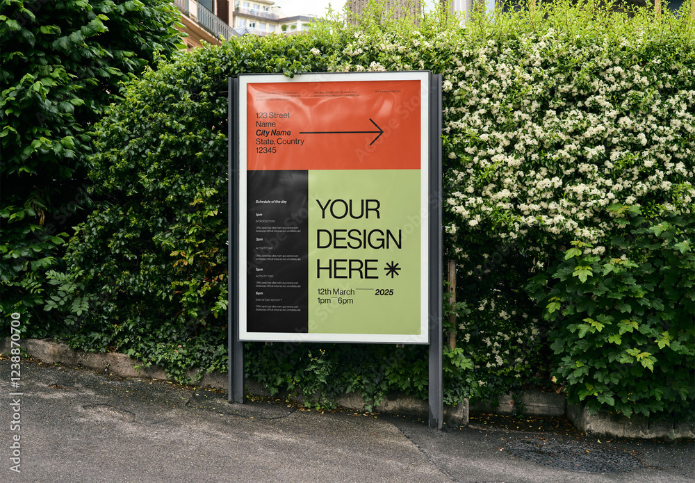Mockup Of Customizable Vertical Sign Stock Template | Adobe Stock