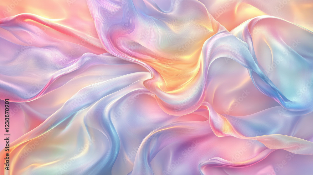 Fototapeta premium An elegant abstract background with soft, flowing patterns resembling delicate silk in pastel and white hues