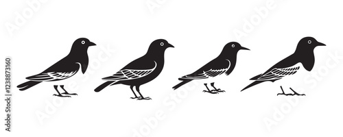 Wallpaper Mural Four Silhouette Birds in Different Positions Torontodigital.ca