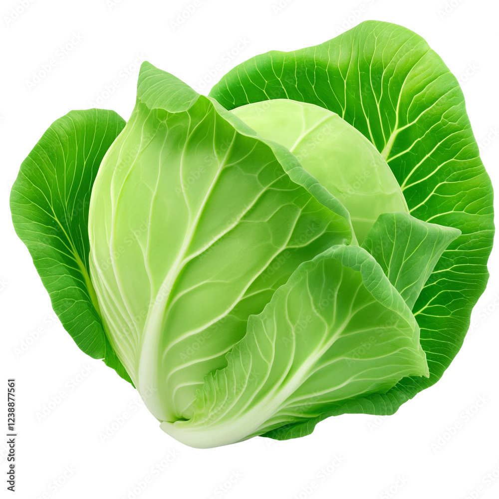 Obraz premium Fresh and vibrant green cabbage with detailed leaves.