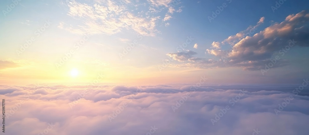 Fototapeta premium Sunrise Above Clouds with Blue Sky and Scattered Clouds