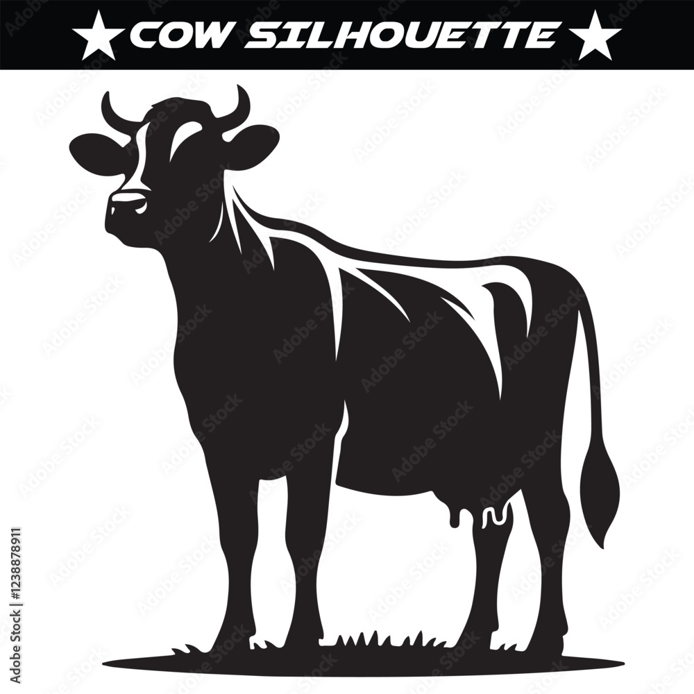 Fototapeta premium Cow silhouette vector illustration design.