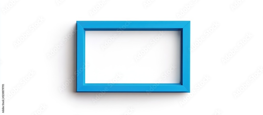 Blue rectangular picture frame on white background with shadow and copy space Blue rectangular picture frame on white background with shadow and copy space