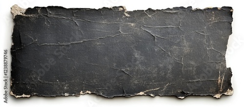 Vintage Worn Rectangular Black Chalkboard with Torn Edges and Textured Surface