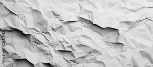 Wrinkled White Paper Texture Background with Shadows and Highlights photo