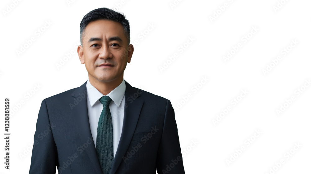Confident senior asian businessman smiling on transparent background Confident senior asian businessman smiling on transparent background