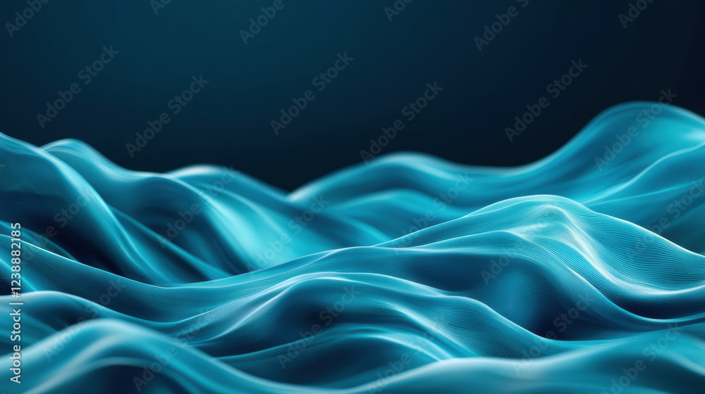 Obraz premium Abstract flowing blue waves in smooth motion on a dark background