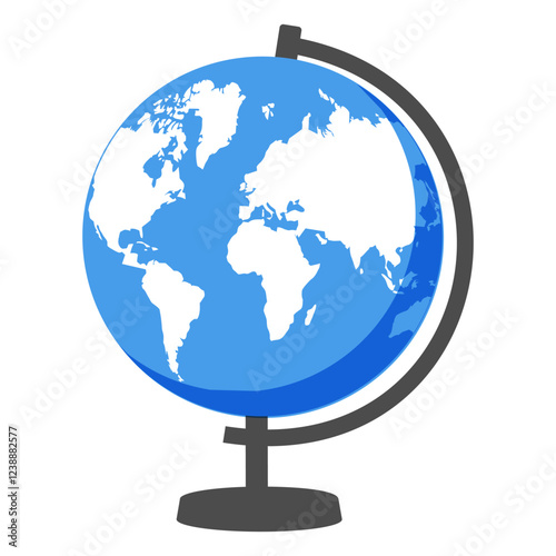 Earth globe on stand. World, planet sphere, round school globus for geography education, study. Abstract map ball.