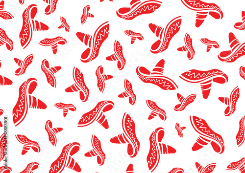 Mexican Hat Seamless Pattern Line Art Vector Illustration. Mexican Hat Background 19